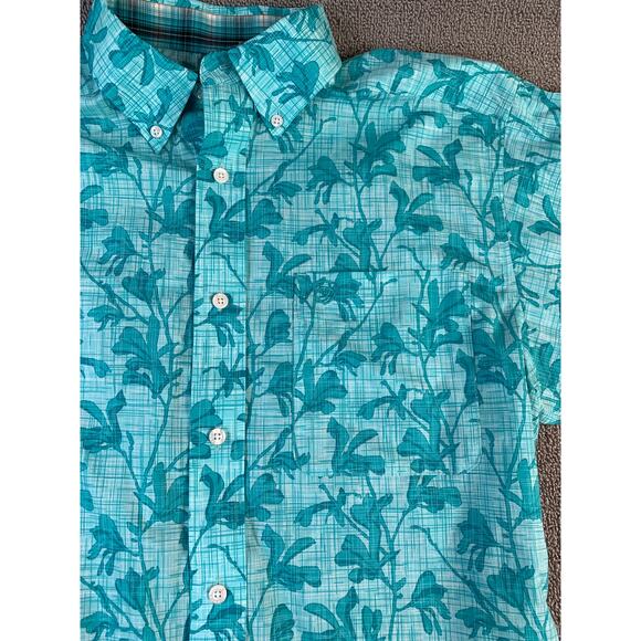 Ariat Button Down Shirt Fitted Blue Tropical Print Rodeo Western Size Large - Picture 3 of 8